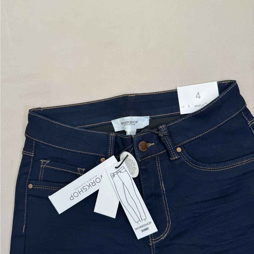 WORKSHOP Republic Womens Size 4 Darkwash Skinny Jeans Ankle Stretch Modern - Picture 6 of 9